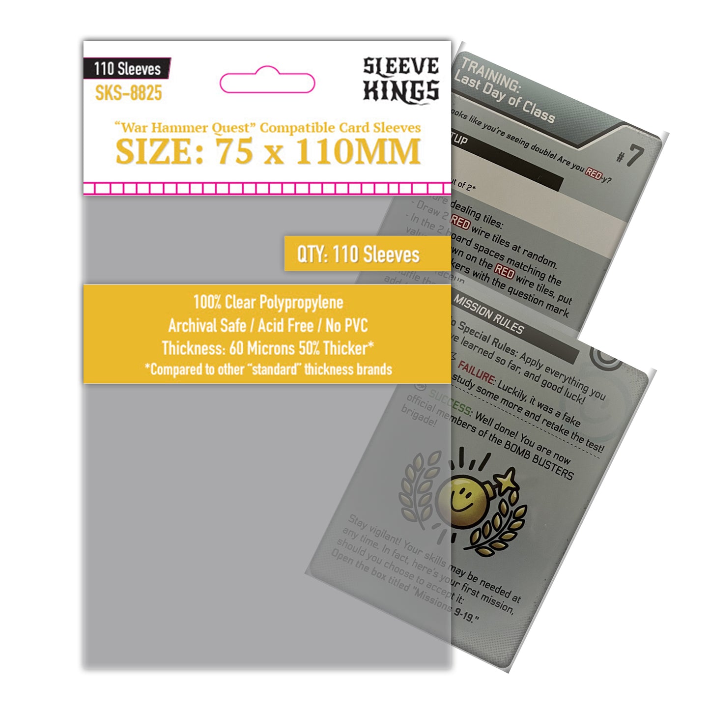 "War Hammer Quest" Compatible Sleeves (75x110mm) 110 Pack, 60 Micron, SKS-8825