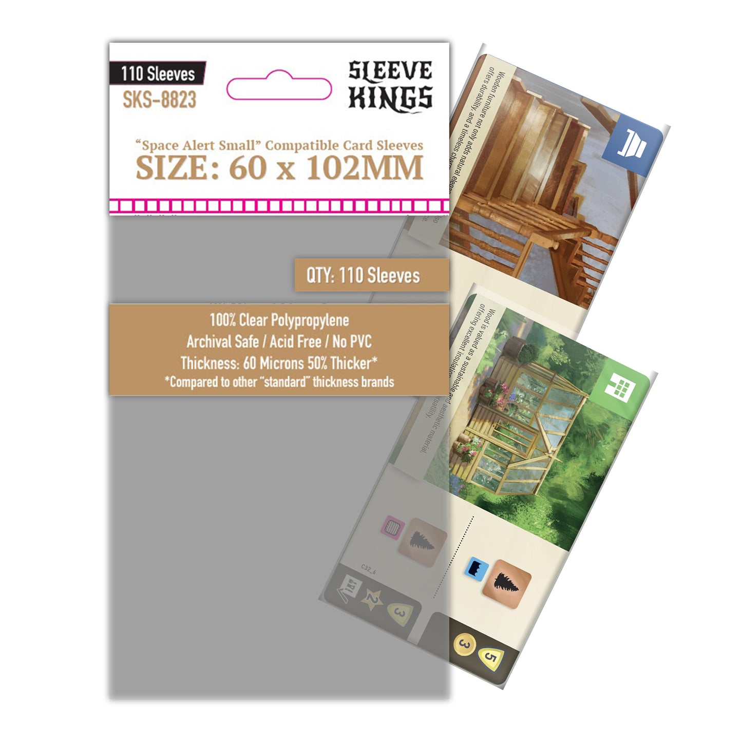 "Space Alert" Compatible Sleeves (60x102mm) 110 Pack, 60 Micron, SKS-8823
