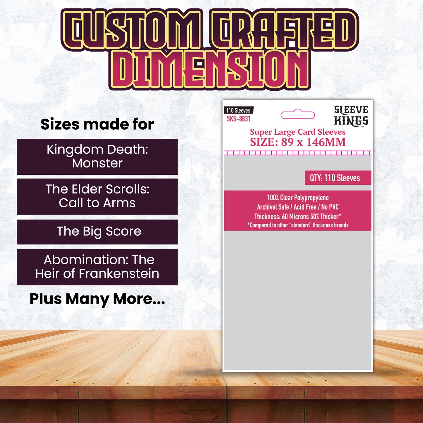 Super Large Game Card Sleeves (89x146mm) 110 Pack, 60 Micron, SKS-8831