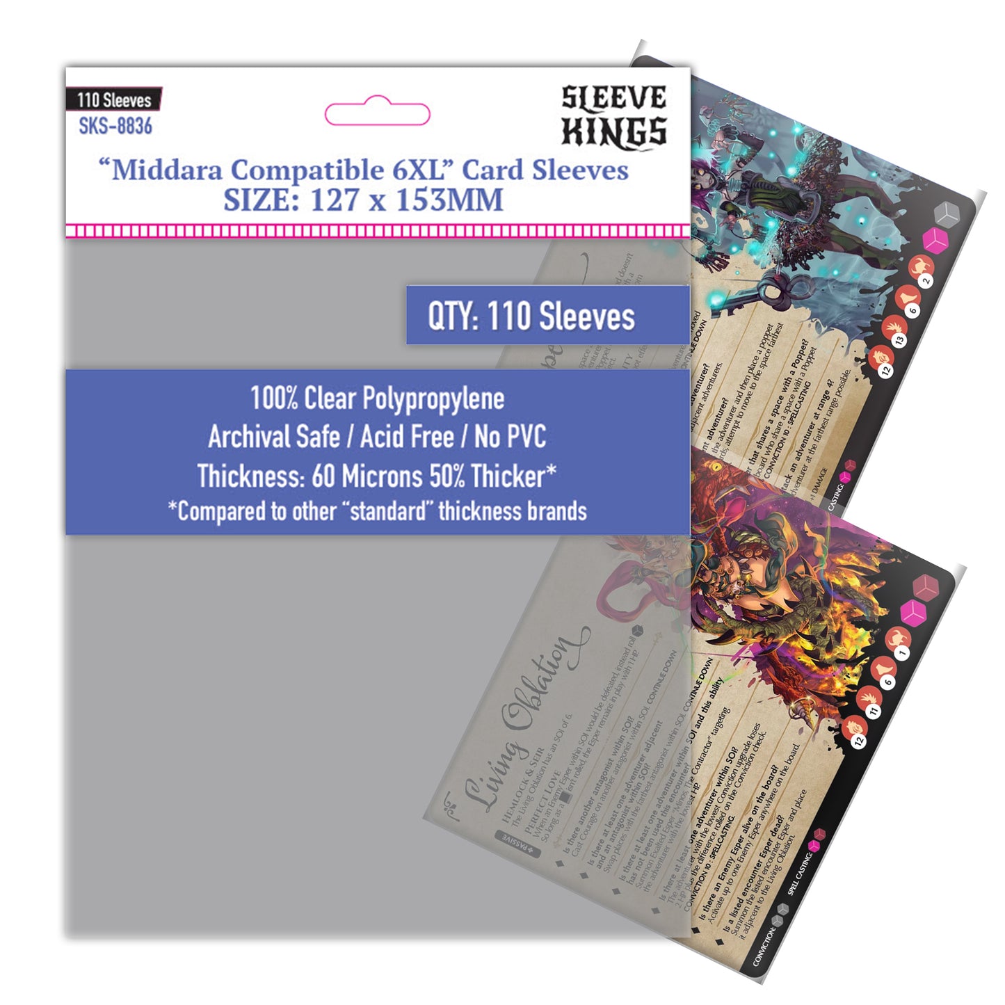 "Middara" Compatible 6XL Game Card Sleeves (127x153mm) 110 Pack, 60 Micron, SKS-8836