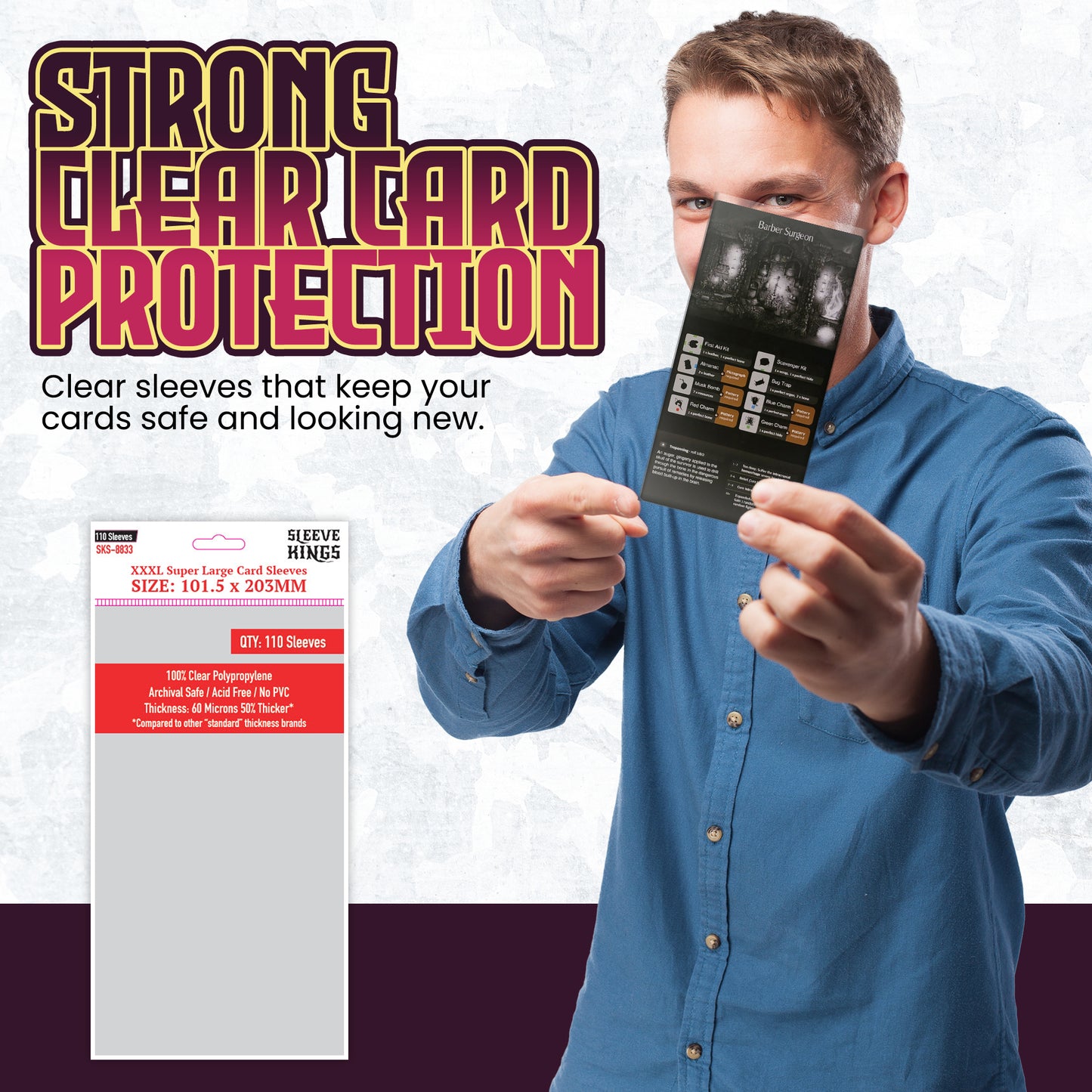 XXXL Super Large Game Card Sleeves (101.5x203mm) 110 Pack, 60 Micron, SKS-8833