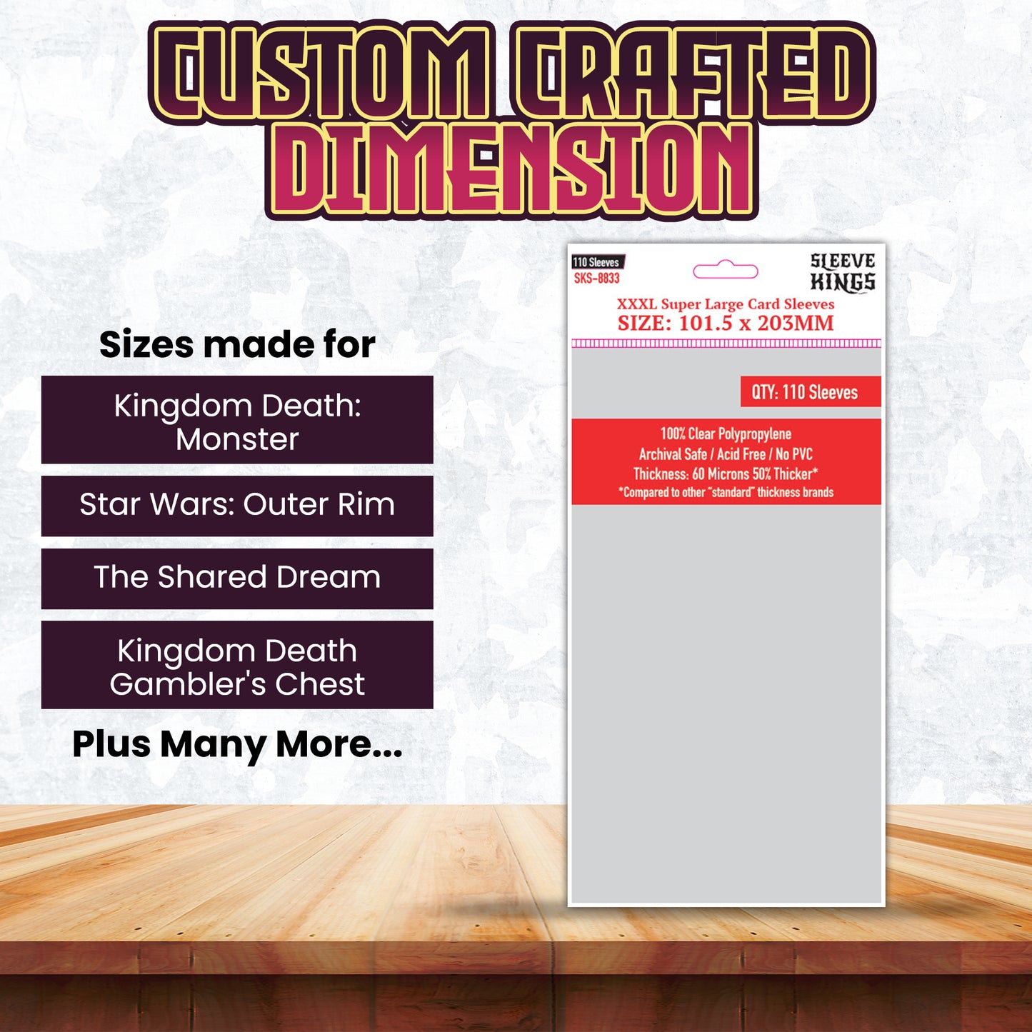 XXXL Super Large Game Card Sleeves (101.5x203mm) 110 Pack, 60 Micron, SKS-8833
