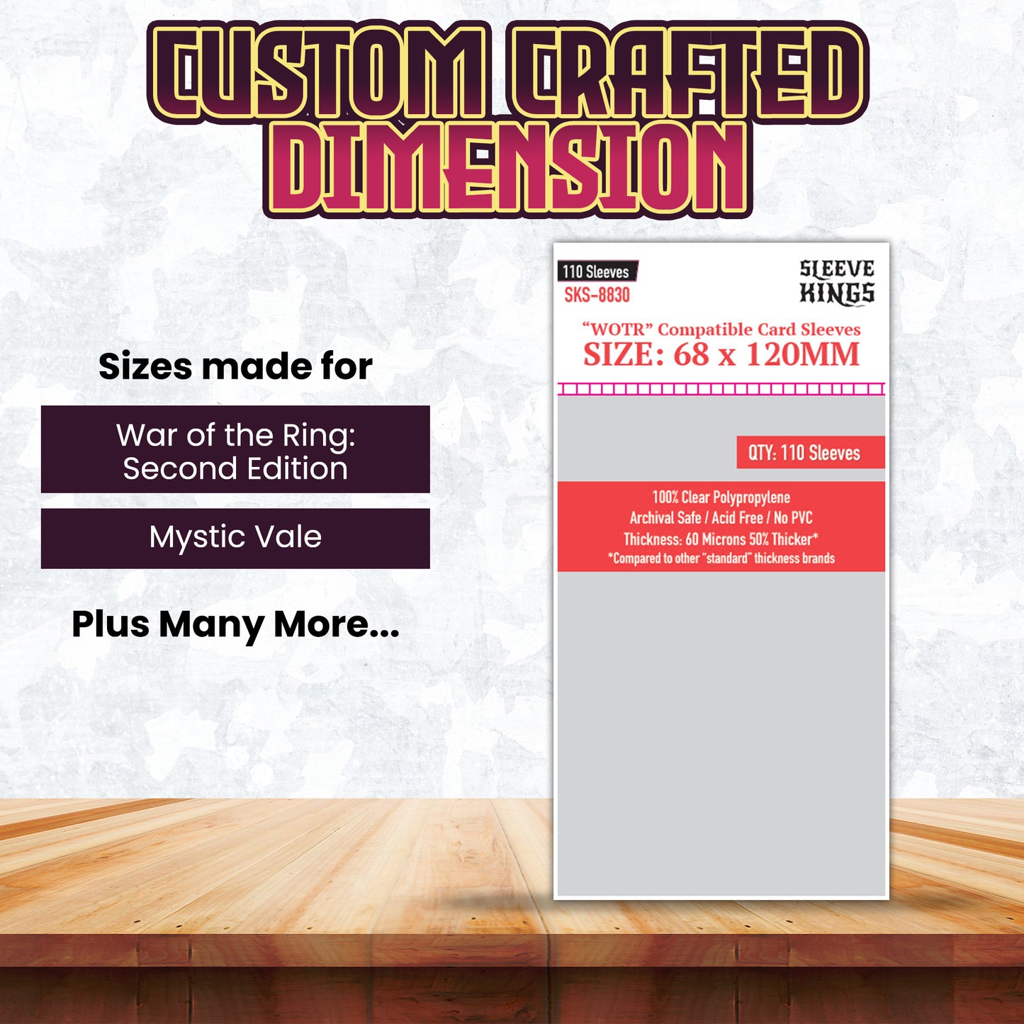 "WOTR" Compatible Sleeves (68x120mm) 110 Pack, 60 Micron, SKS-8830