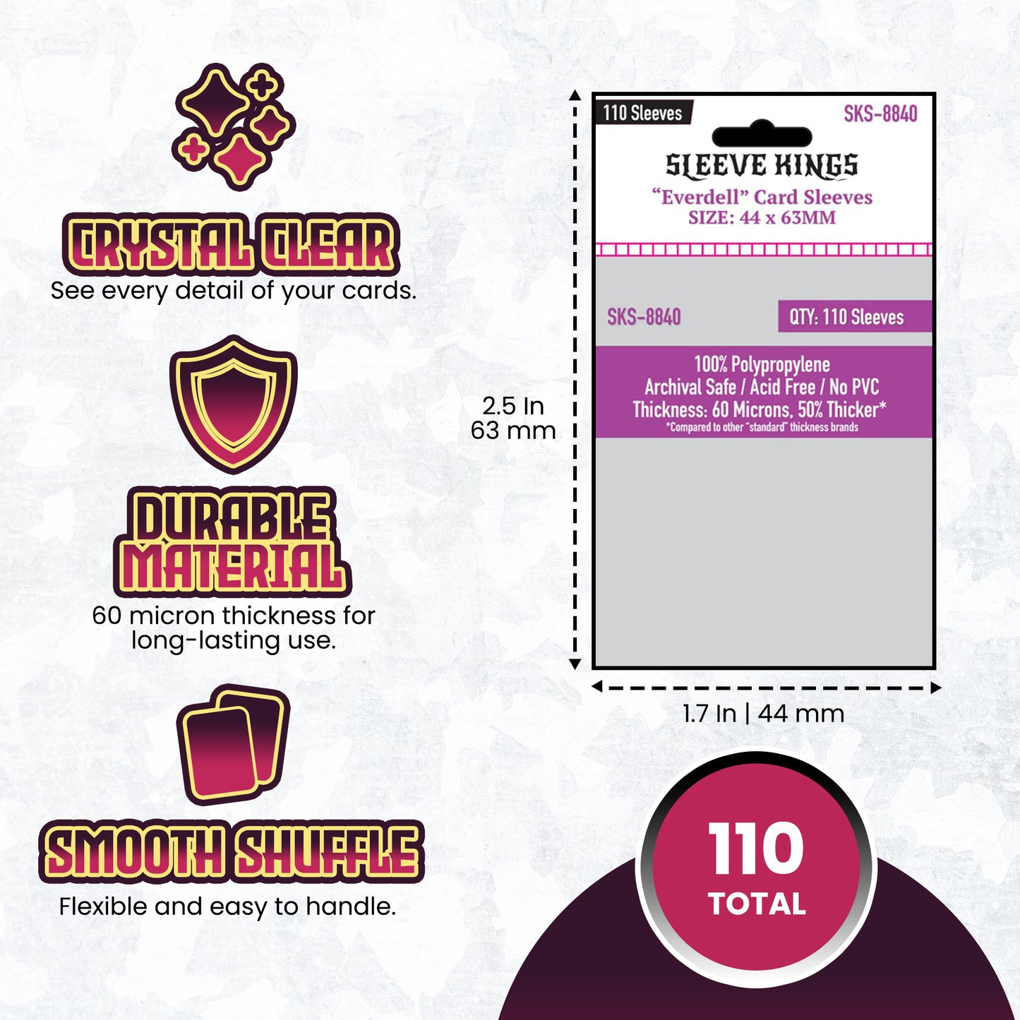 '"Etherfields Mini Compatible" Sleeves (44 X 63 MM) - 110 Pack, SKS-8840