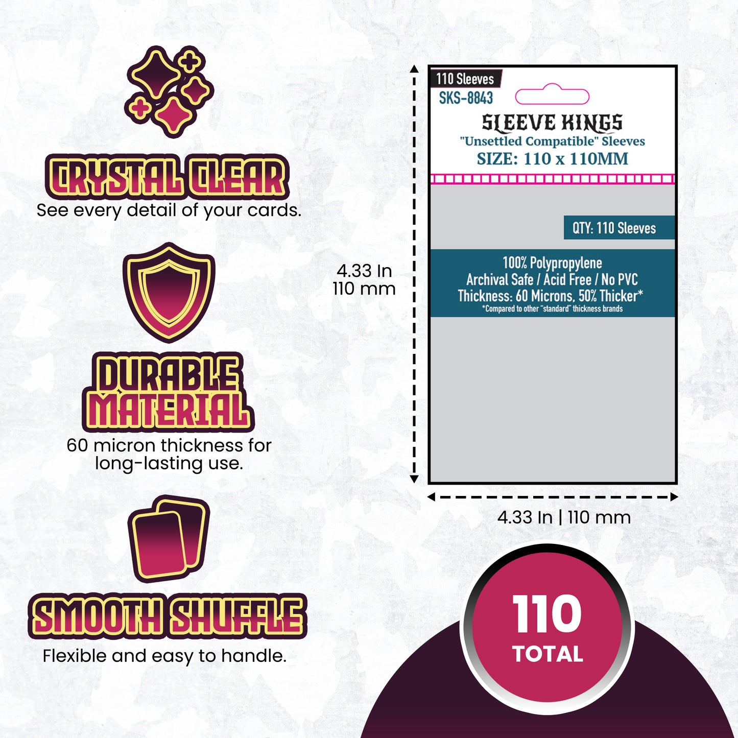 "Unsettled Compatible" Sleeves (110 X 110 MM) -110 Pack- SKS-8843