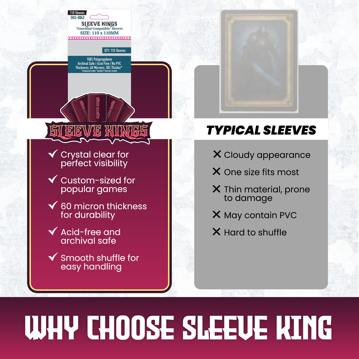 "Unsettled Compatible" Sleeves (110 X 110 MM) -110 Pack- SKS-8843