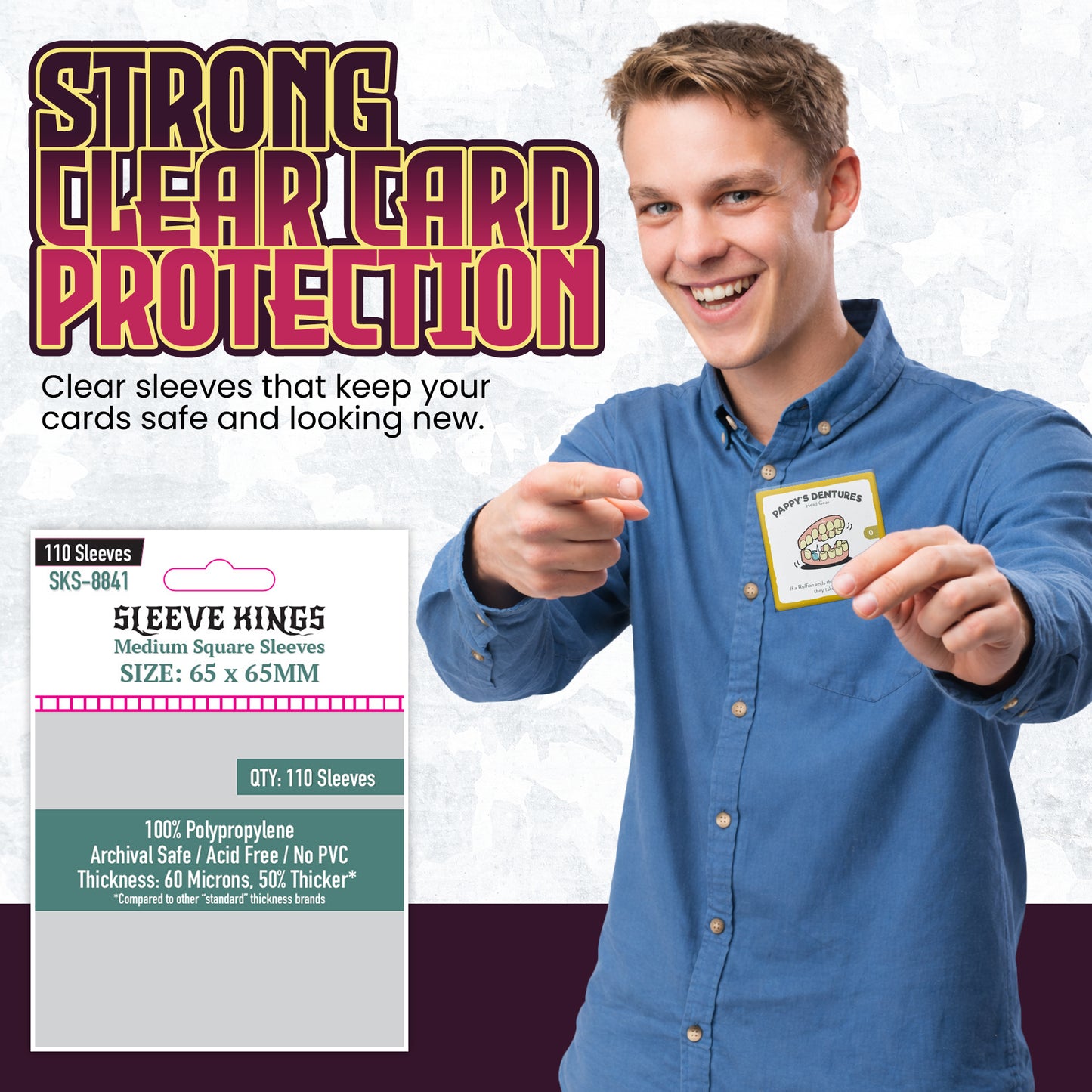 Medium Square Sleeves (65 X 65 MM) 110 Pack, 60 Microns SKS-8841