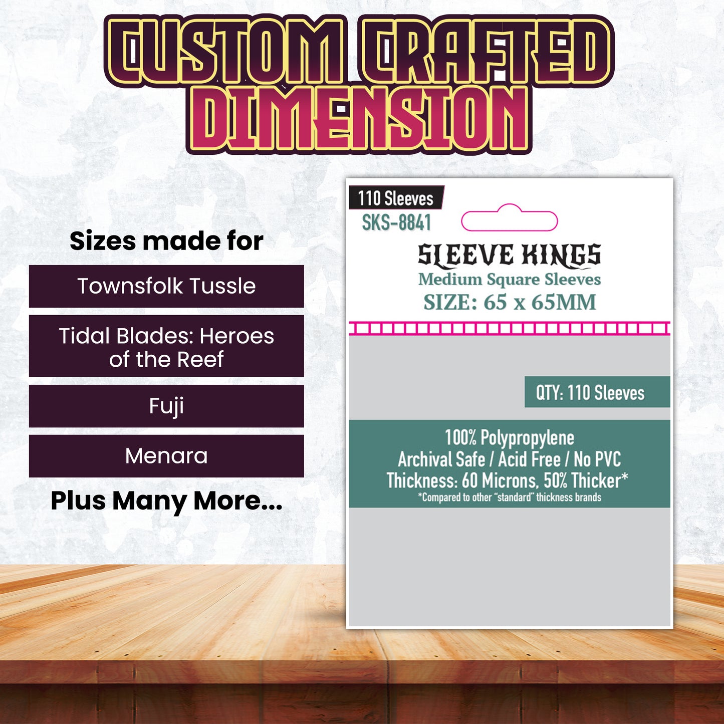 Medium Square Sleeves (65 X 65 MM) 110 Pack, 60 Microns SKS-8841