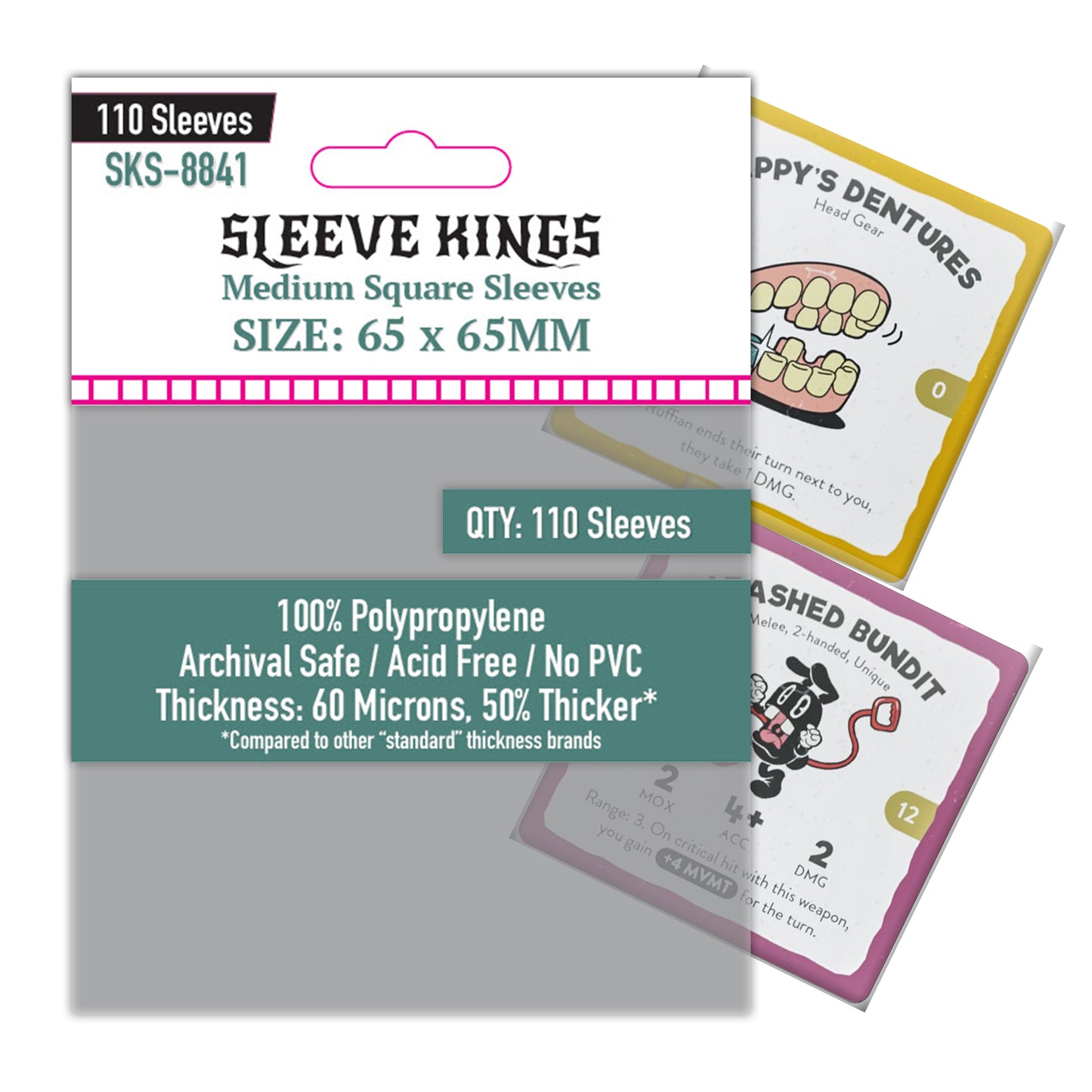 Medium Square Sleeves (65 X 65 MM) 110 Pack, 60 Microns SKS-8841