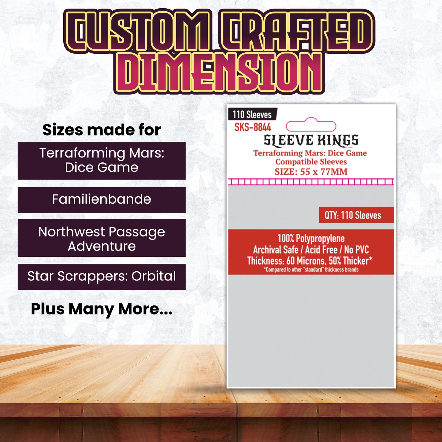 "Terraforming Mars: Dice Game" Compatible Sleeves (55 x 77mm) -110 Pack, 60 Microns, SKS-8844