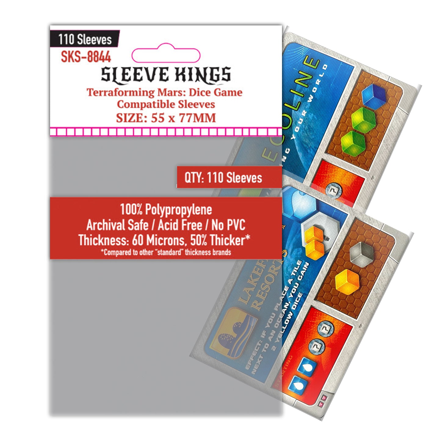 "Terraforming Mars: Dice Game" Compatible Sleeves (55 x 77mm) -110 Pack, 60 Microns, SKS-8844