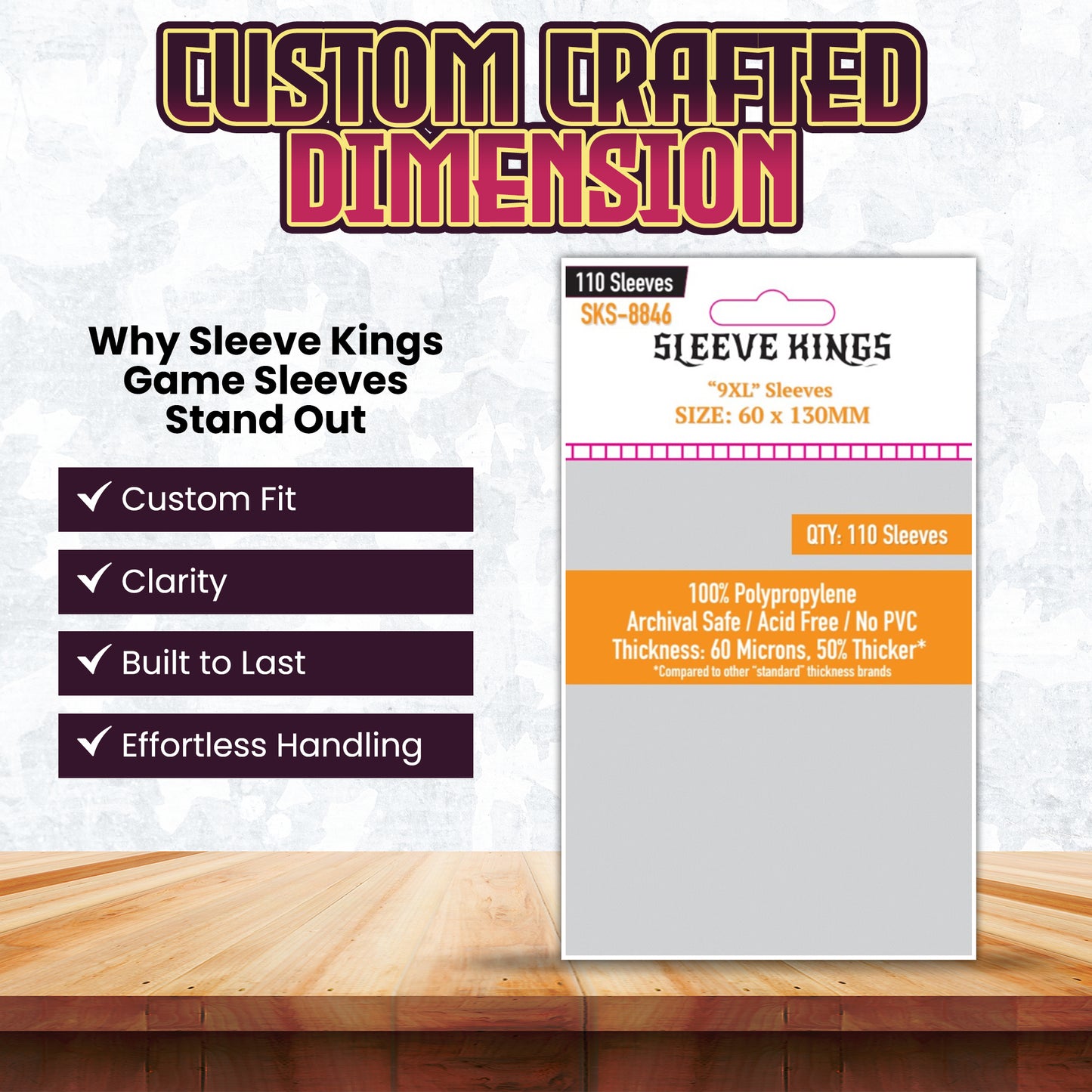 9XL Sleeves (60 X 130 MM) 110 Pack, 60 Microns, SKS-8846
