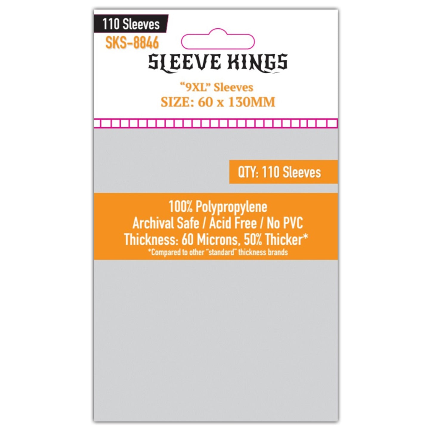9XL Sleeves (60 X 130 MM) 110 Pack, 60 Microns, SKS-8846