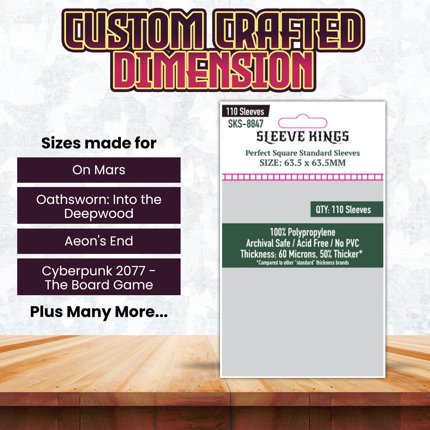 Perfect Square Standard Sleeves (63.5 X 63.5 MM) 110 Pack, 60 Microns SKS-8847