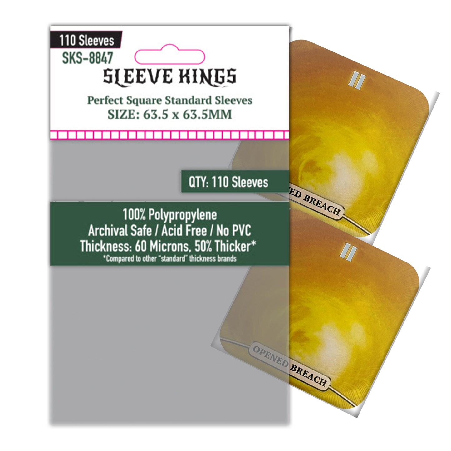 Perfect Square Standard Sleeves (63.5 X 63.5 MM) 110 Pack, 60 Microns SKS-8847