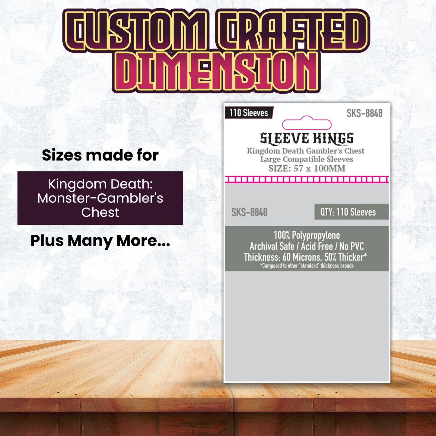Kingdom Death Gambler's Chest Large Compatible Sleeves (57 X 100 MM) -110 Pack, 60 Microns SKS-8848