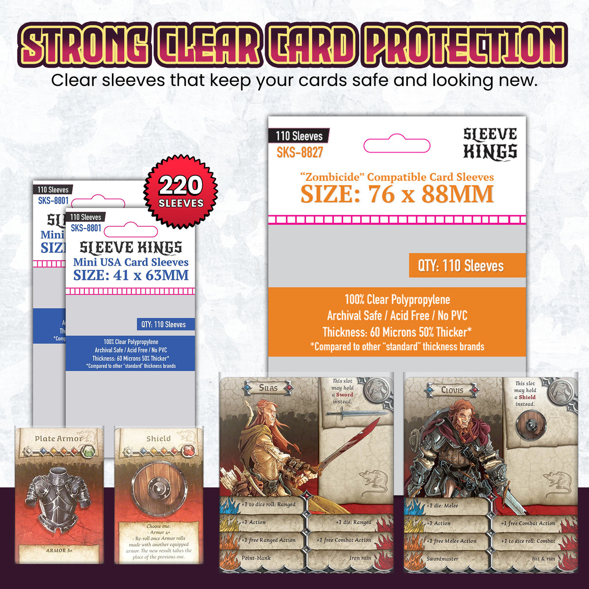 "Zombicide Black Plague" Compatible Sleeve Bundle (8801 X 2 + 8827 X 1)