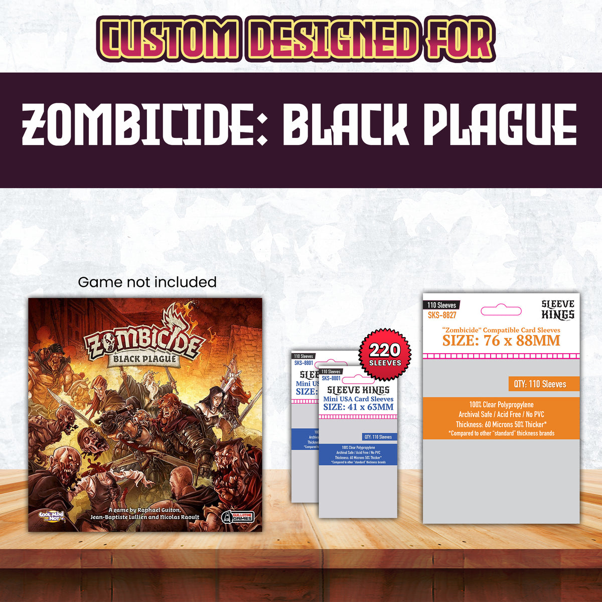 "Zombicide Black Plague" Compatible Sleeve Bundle (8801 X 2 + 8827 X 1)
