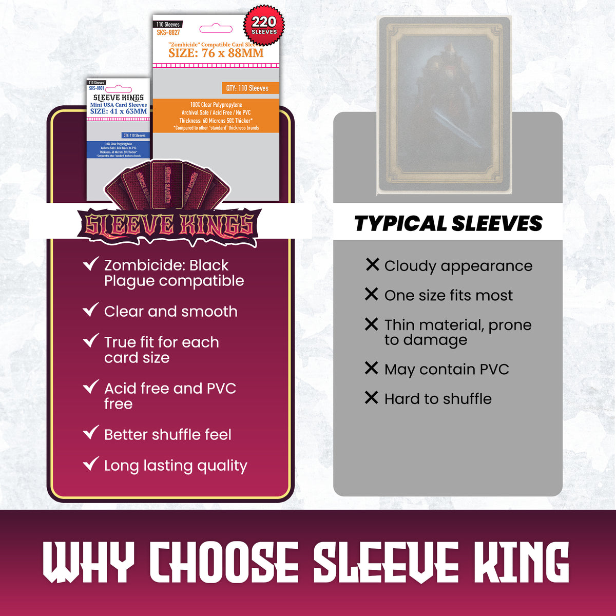 "Zombicide Black Plague" Compatible Sleeve Bundle (8801 X 2 + 8827 X 1)