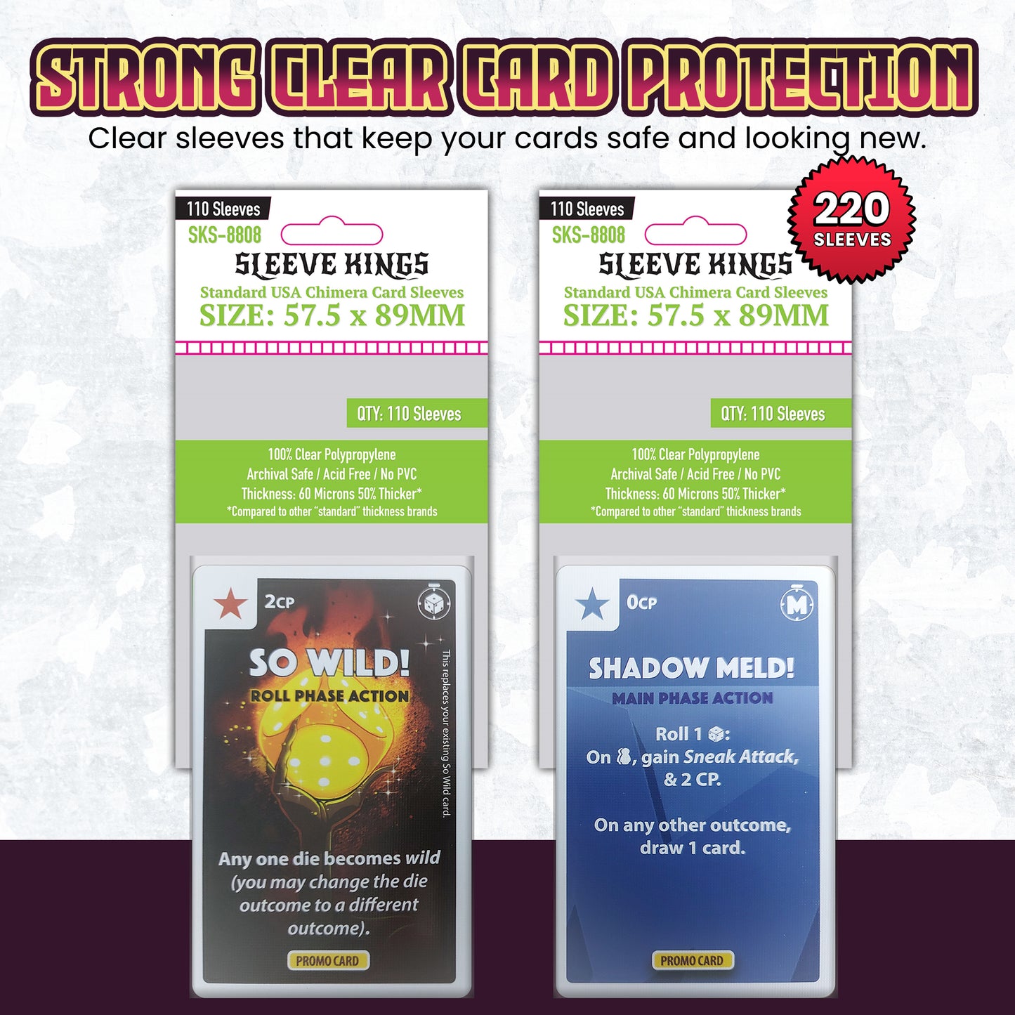 "Dice Throne: Season One" Compatible Sleeve Bundle (8808 X 2)