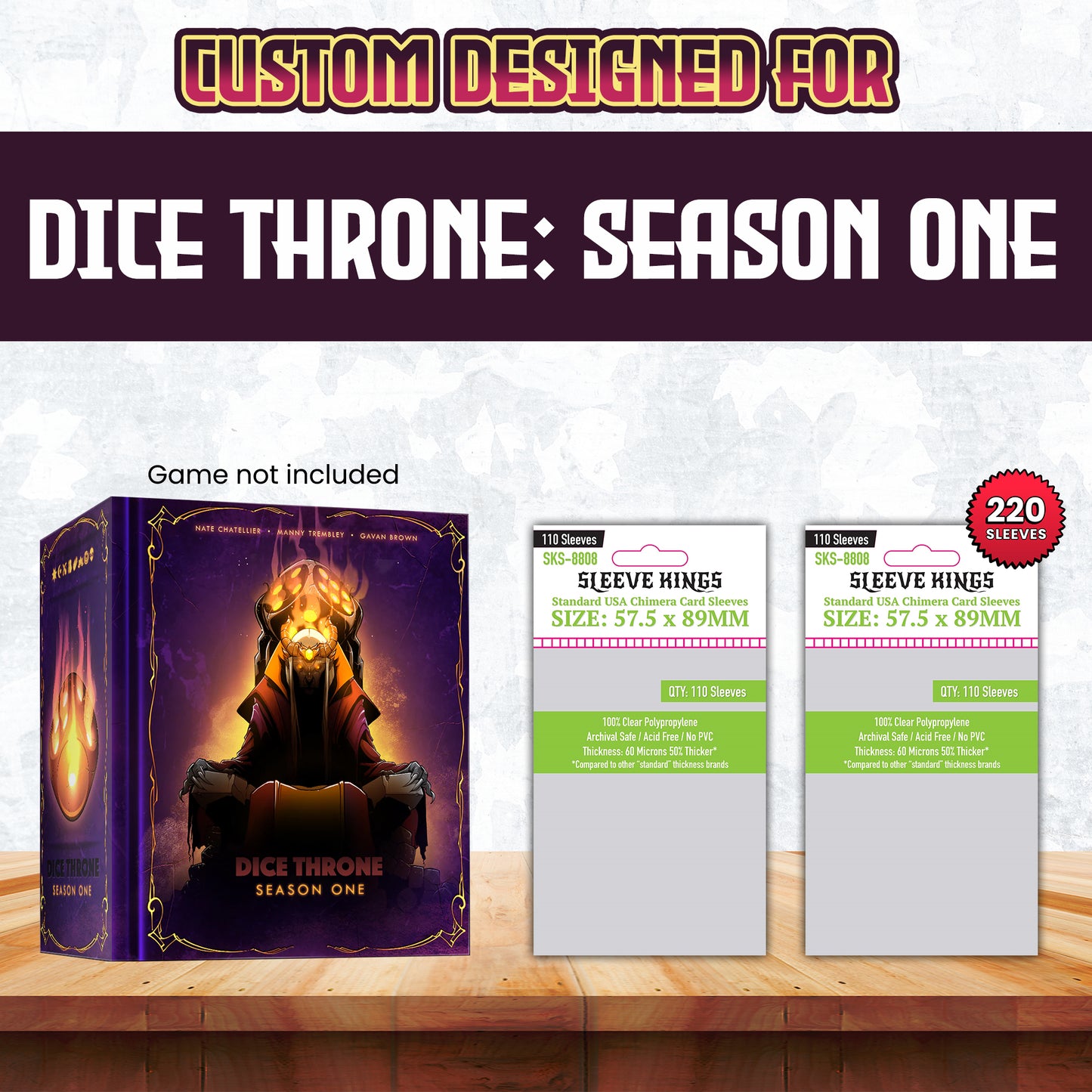 "Dice Throne: Season One" Compatible Sleeve Bundle (8808 X 2)