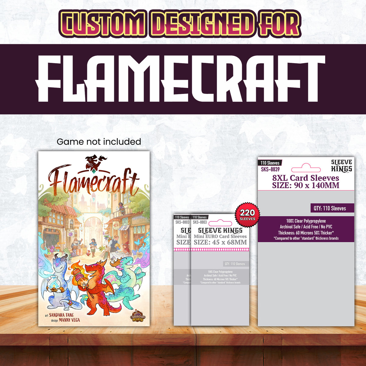 "Flamecraft" Compatible Card Sleeve Bundle (8803 X 2, 8839 X 1)