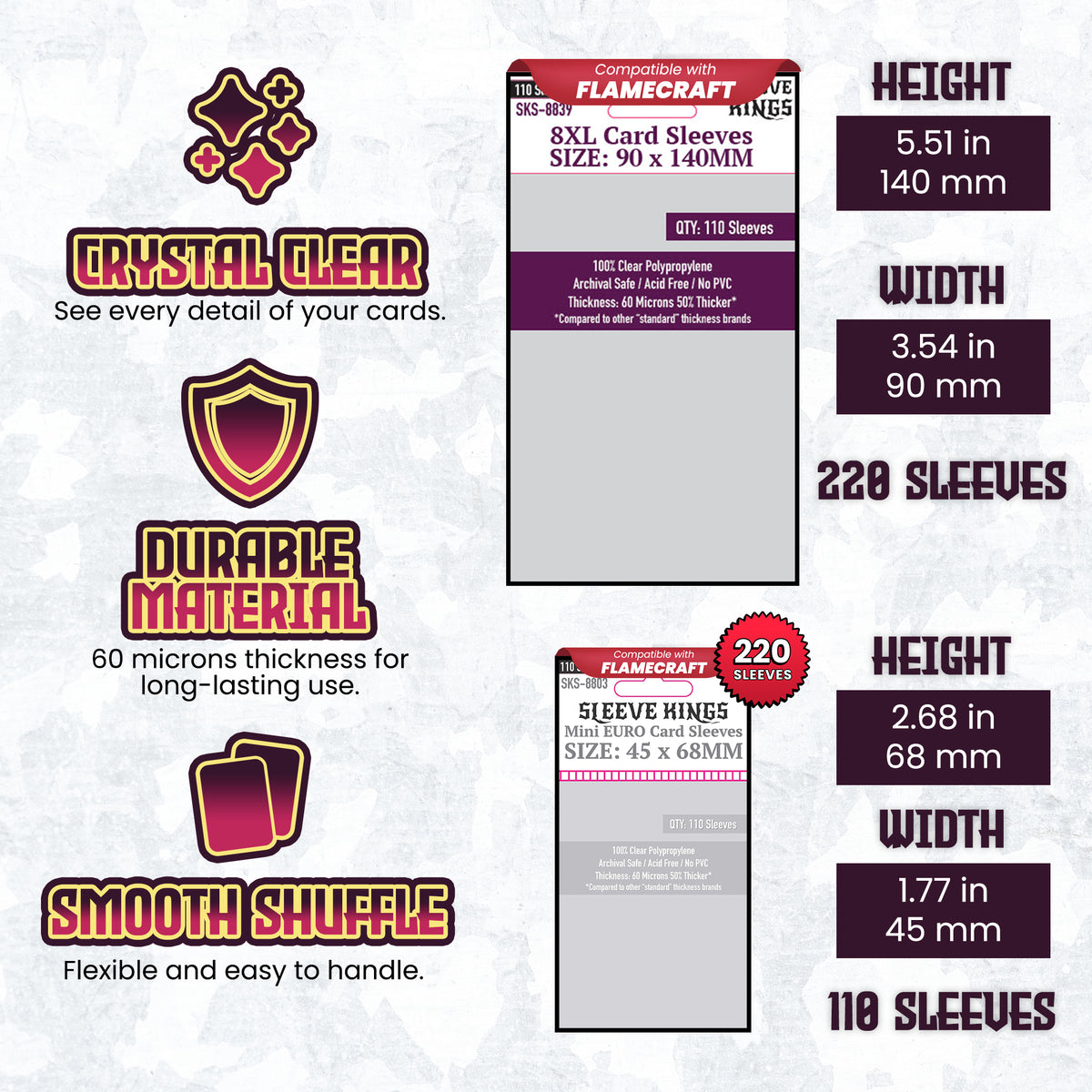 "Flamecraft" Compatible Card Sleeve Bundle (8803 X 2, 8839 X 1)