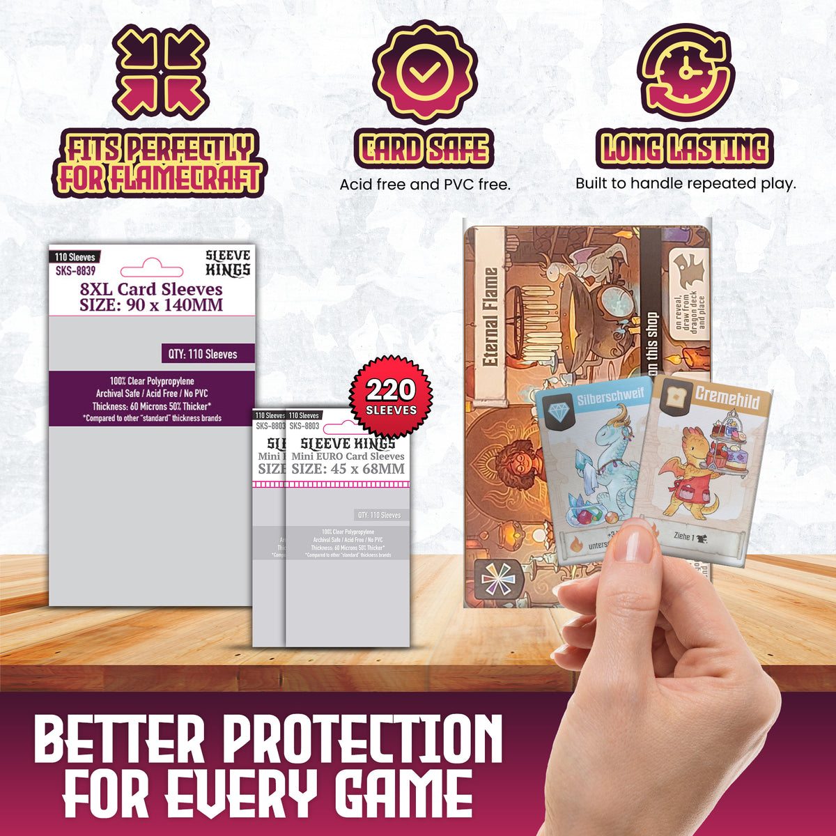 "Flamecraft" Compatible Card Sleeve Bundle (8803 X 2, 8839 X 1)