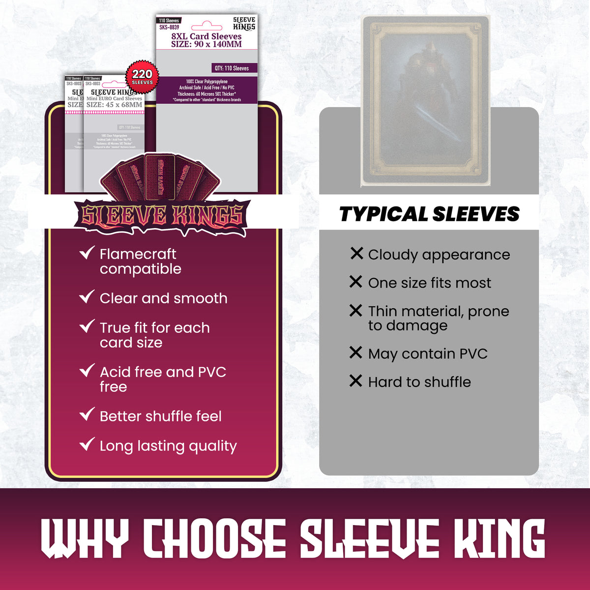 "Flamecraft" Compatible Card Sleeve Bundle (8803 X 2, 8839 X 1)