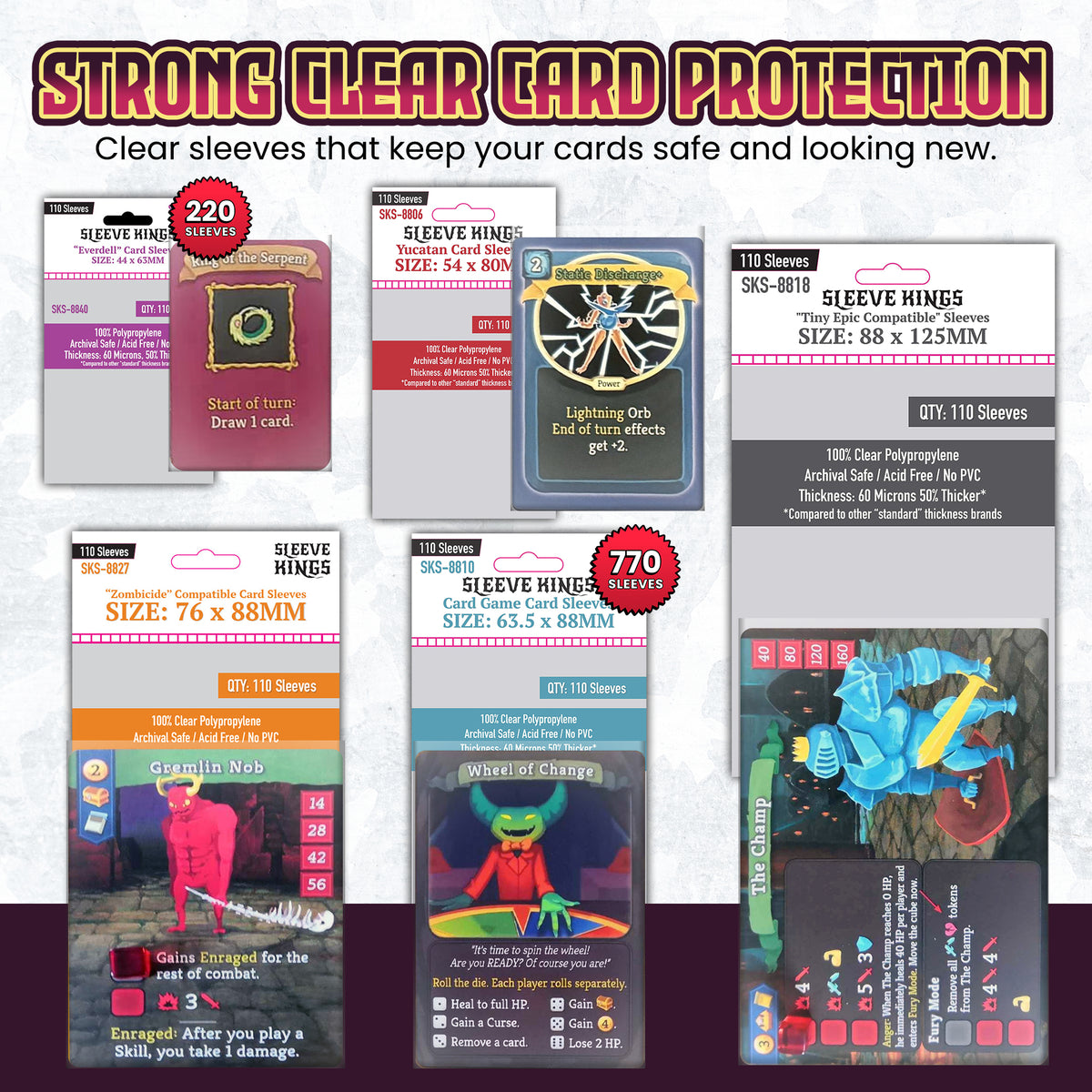 "Slay the Spire: The Board Game" Sleeve Bundle (8806 X 1 + 8810 X 7 + 8818 X 1 + 8827 X 1 + 8840 X 2)