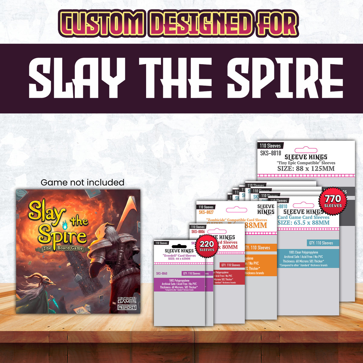 "Slay the Spire: The Board Game" Sleeve Bundle (8806 X 1 + 8810 X 7 + 8818 X 1 + 8827 X 1 + 8840 X 2)