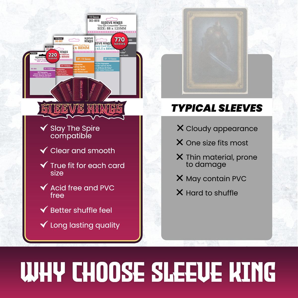 "Slay the Spire: The Board Game" Sleeve Bundle (8806 X 1 + 8810 X 7 + 8818 X 1 + 8827 X 1 + 8840 X 2)