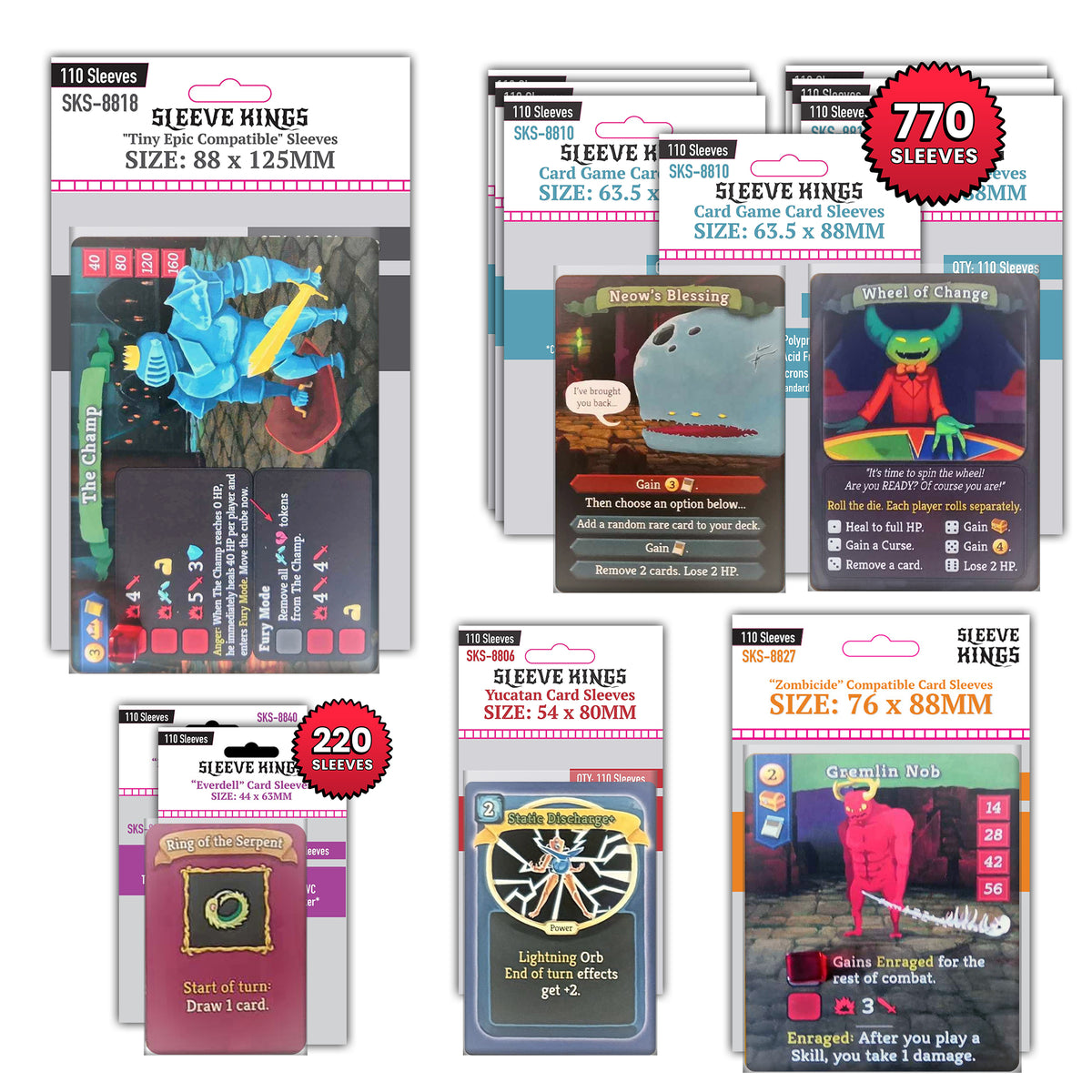 "Slay the Spire: The Board Game" Sleeve Bundle (8806 X 1 + 8810 X 7 + 8818 X 1 + 8827 X 1 + 8840 X 2)