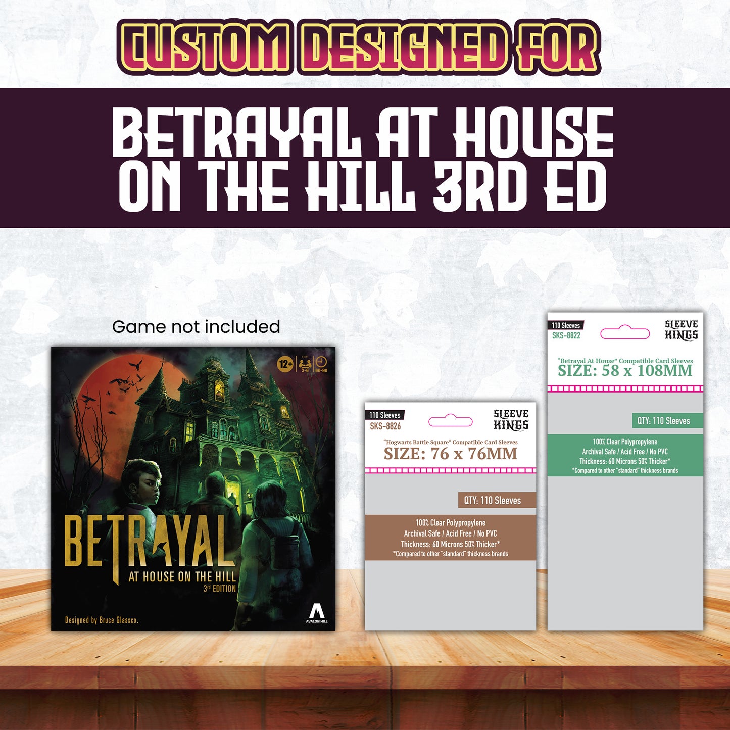 "Betrayal at House on the Hill" 3rd Edition Compatible Sleeve Bundle (8822 x 1, 8826 x 1)