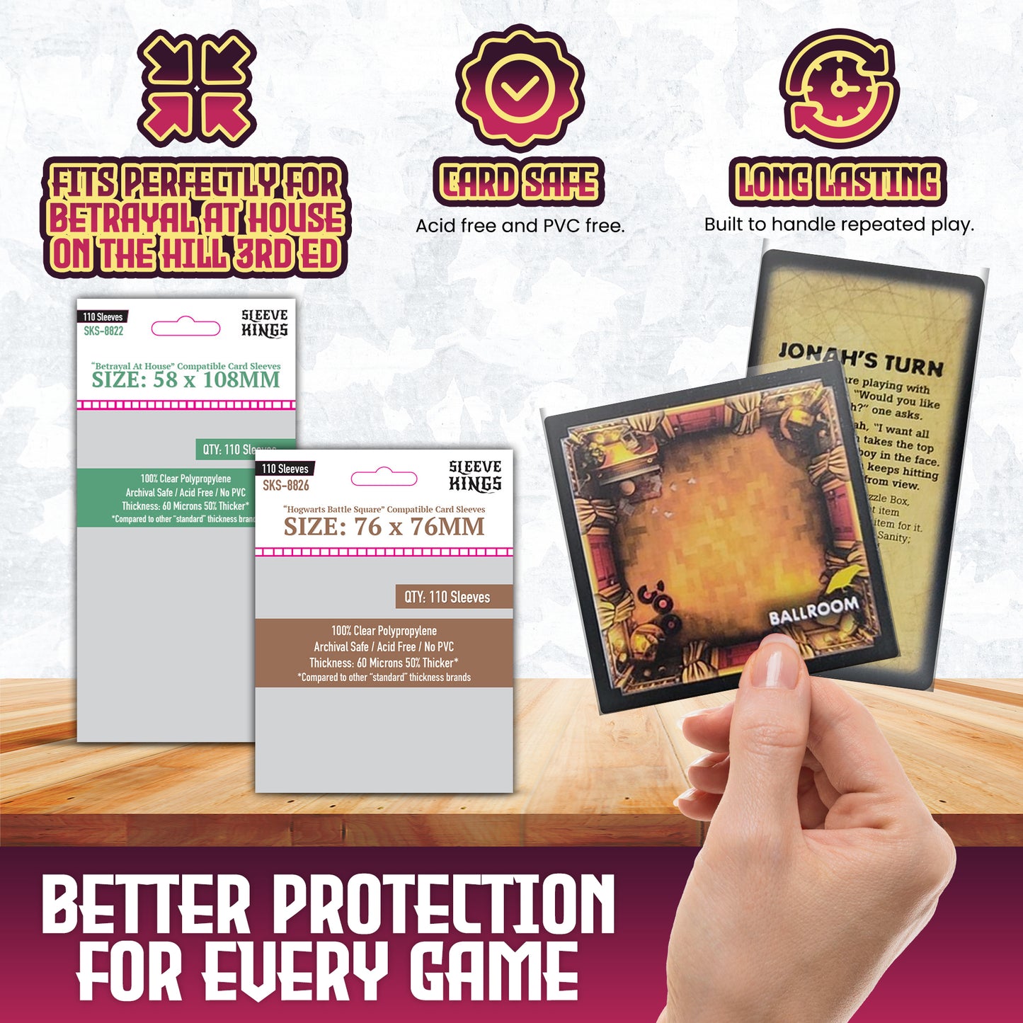 "Betrayal at House on the Hill" 3rd Edition Compatible Sleeve Bundle (8822 x 1, 8826 x 1)