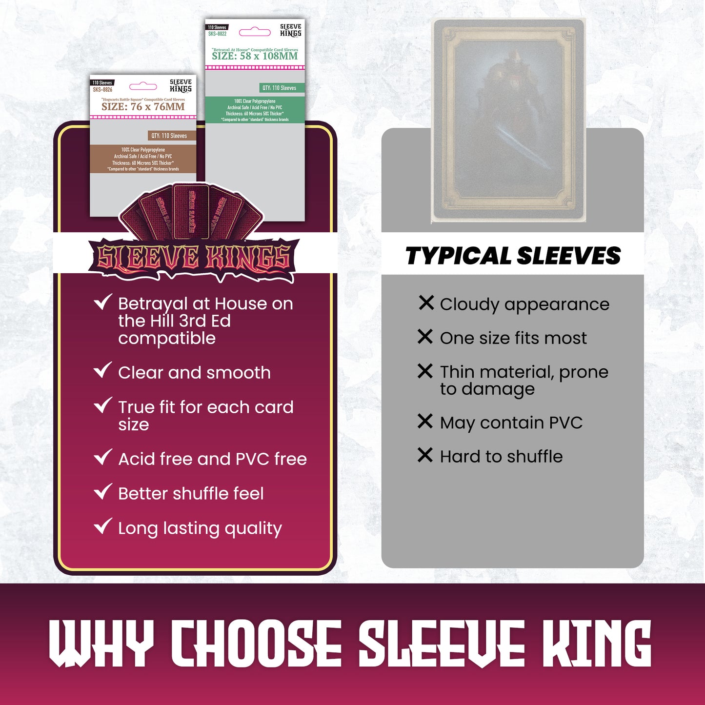 "Betrayal at House on the Hill" 3rd Edition Compatible Sleeve Bundle (8822 x 1, 8826 x 1)