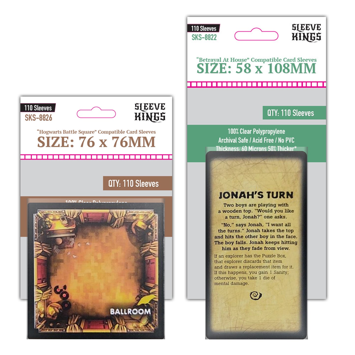 "Betrayal at House on the Hill" 3rd Edition Compatible Sleeve Bundle (8822 x 1, 8826 x 1)