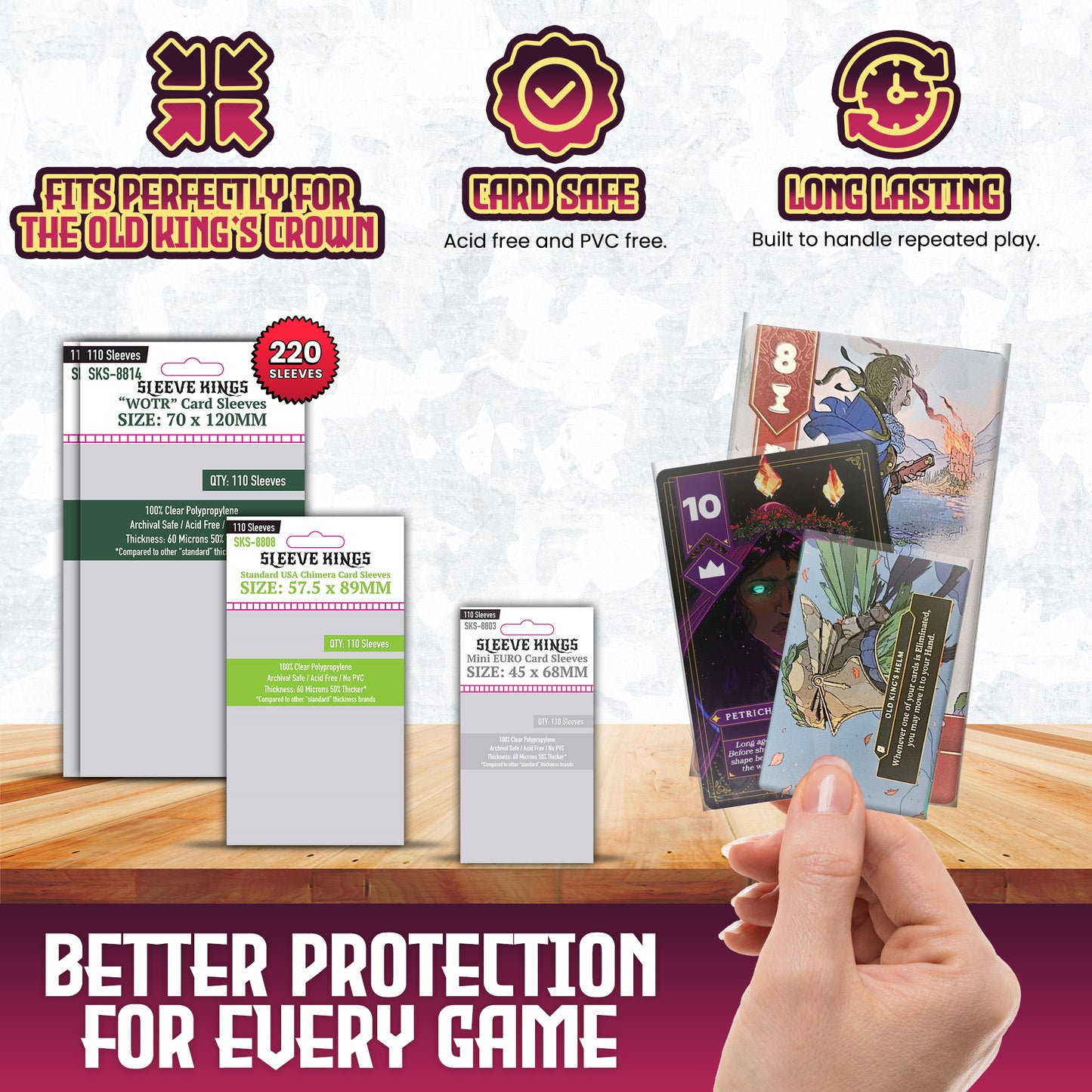 "The Old King's Crown" Compatible Card Sleeve Bundle (8803 x 1, 8808 x 1, 8814 x 2)