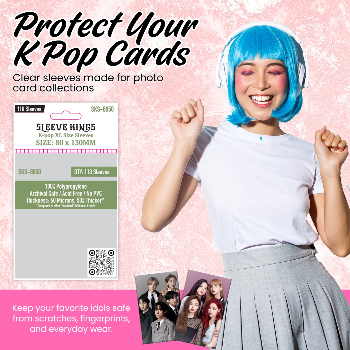 "Kpop XL" Size (80 x 130 MM) 110 Pack, 60 Microns, SKS-8850