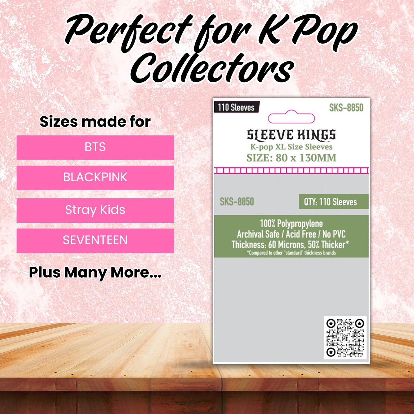 "Kpop XL" Size (80 x 130 MM) 110 Pack, 60 Microns, SKS-8850