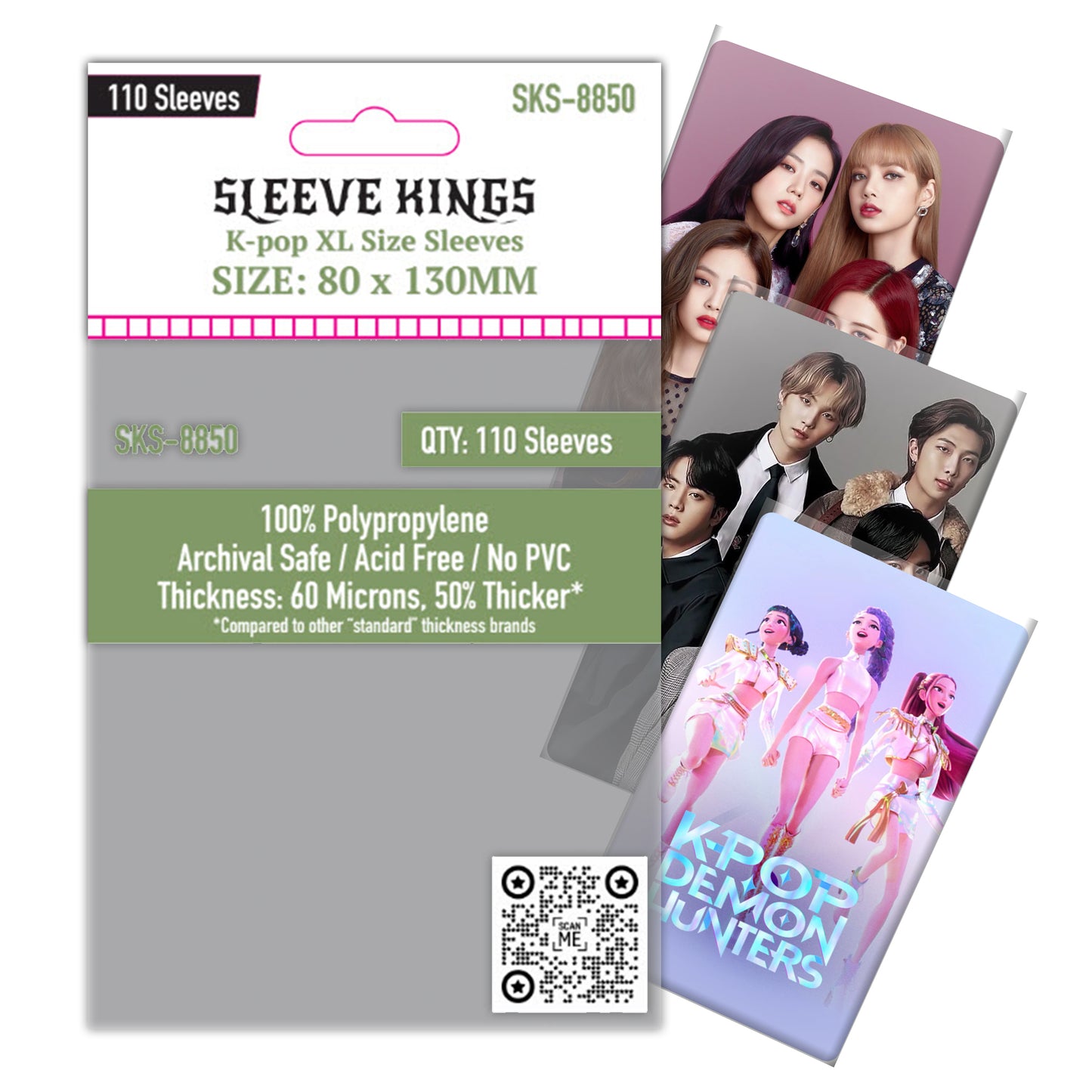 "Kpop XL" Size (80 x 130 MM) 110 Pack, 60 Microns, SKS-8850