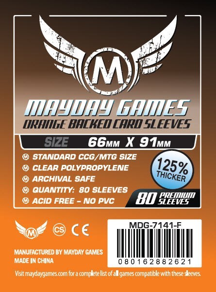 MTG/CCG Card Sleeves (63.5x88mm) - 80 Pack - Premium Orange Backed (80 sleeves per pack) - Mayday Games - 5