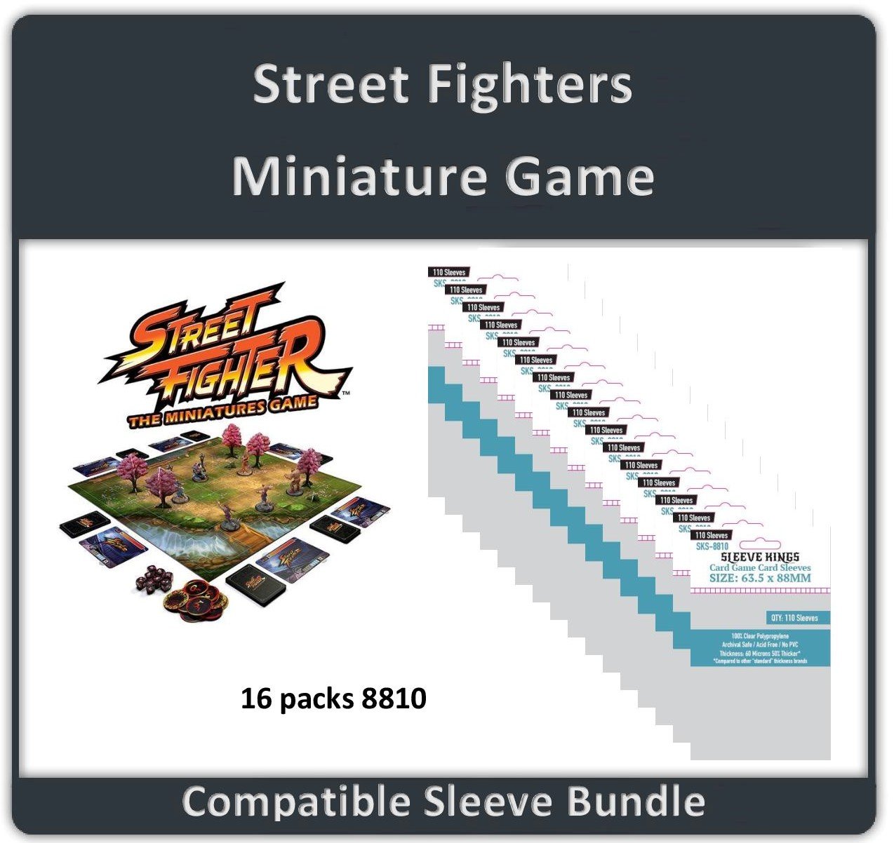 "Street Fighters Miniature Game" Compatible Sleeve Bundle (8810 X 16 )