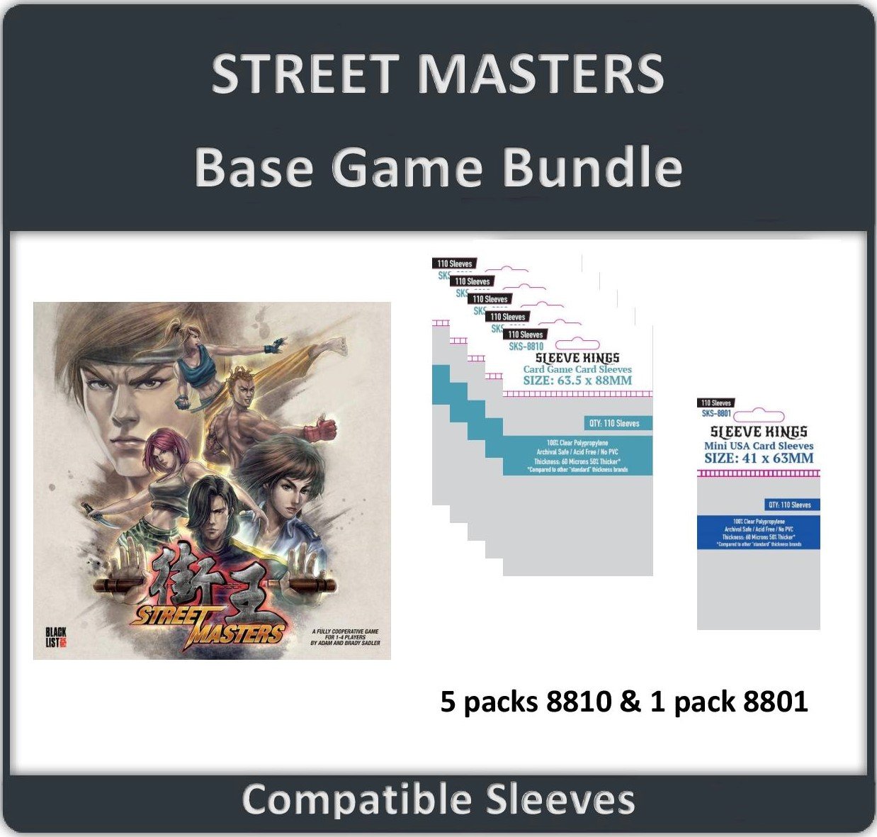 "Street Masters Base Game" Compatible Sleeve Bundle (8810 X 5 + 8801 X 1)