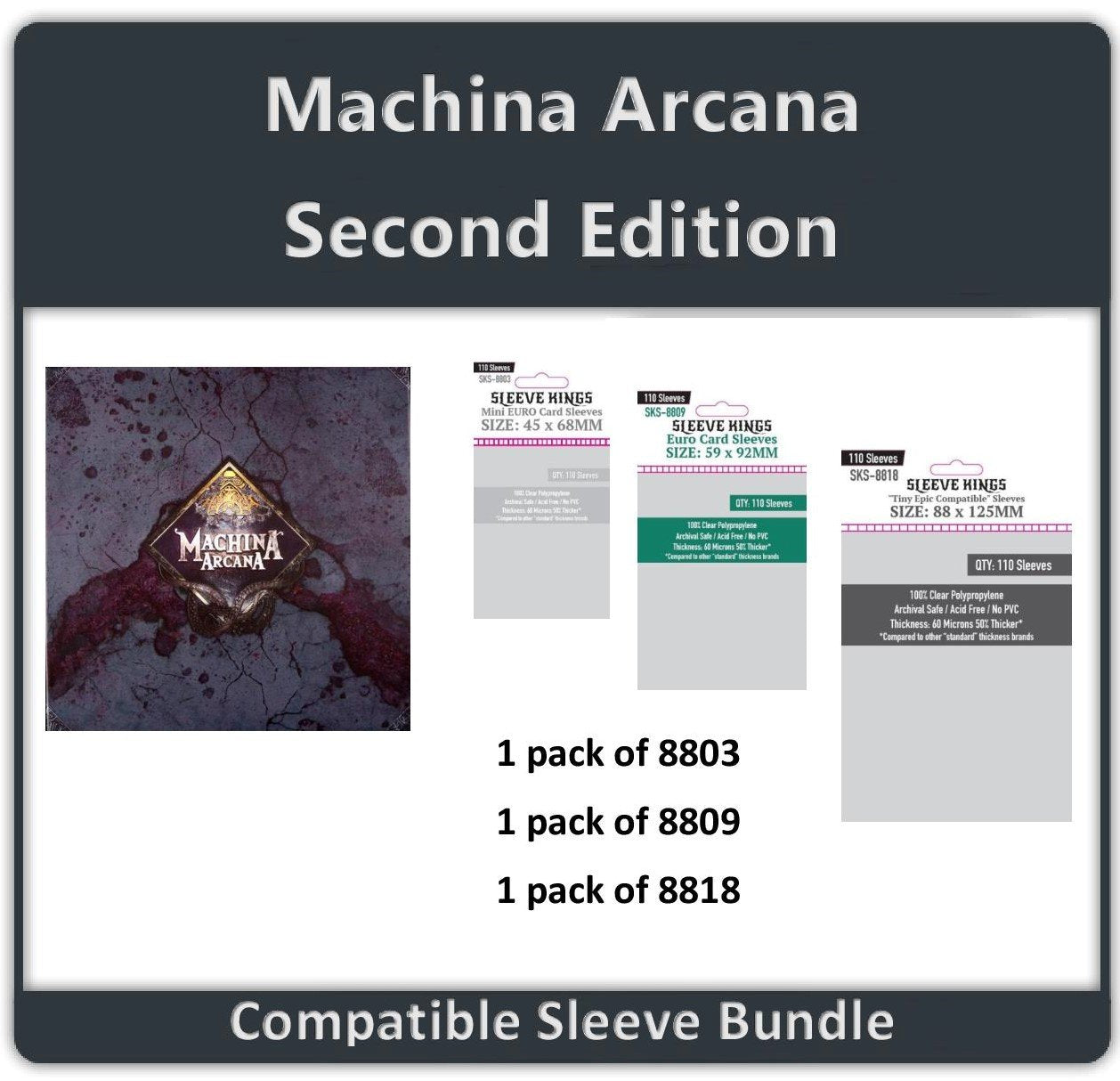 "Machina Arcana Second Edition" Compatible Sleeve Bundle (8803 X 2 + 8809 X 1 + 8818 X 1)