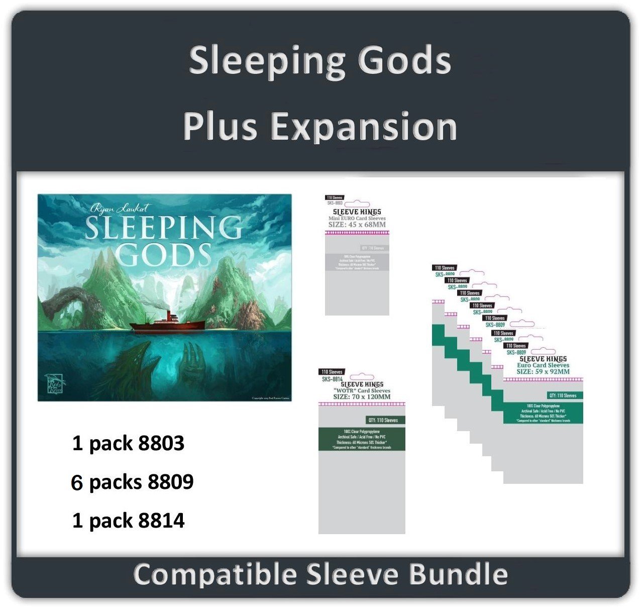 "Sleeping Gods + Expansion" Compatible Sleeve Bundle (8803 X 1 + 8809 X 6 + 8814 X 1)