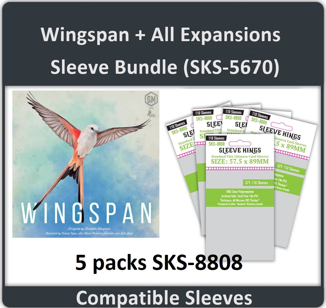 "Wingspan + All Expansions" Compatible Sleeve Bundle (8808 X 5)