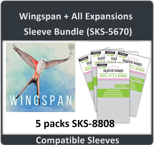 "Wingspan + All Expansions" Compatible Sleeve Bundle (8808 X 5)