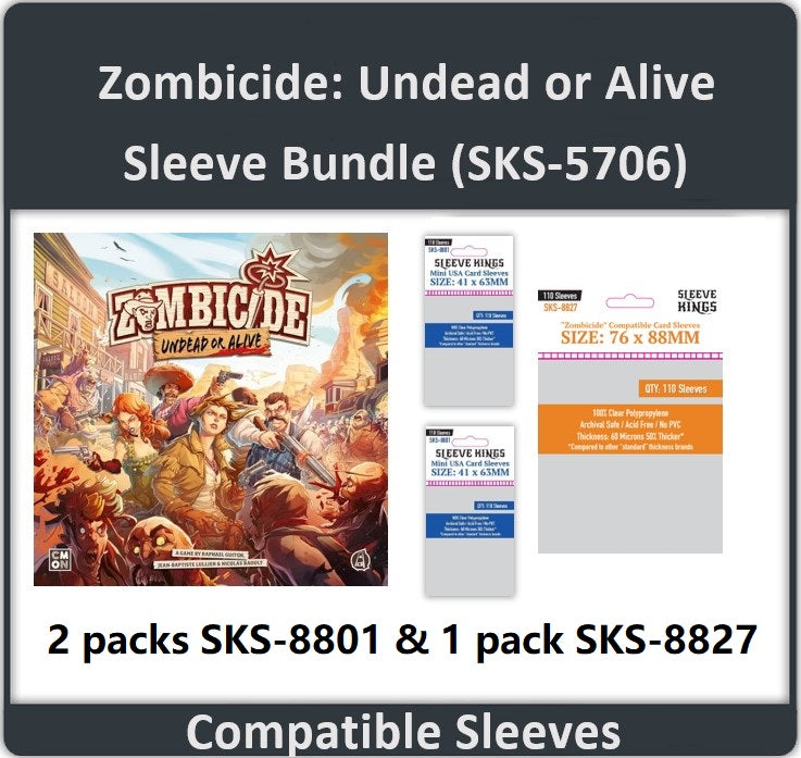 "Zombicide: Undead or Alive" Compatible Card Sleeve Bundle (8801 X 2, 8827 X 1)