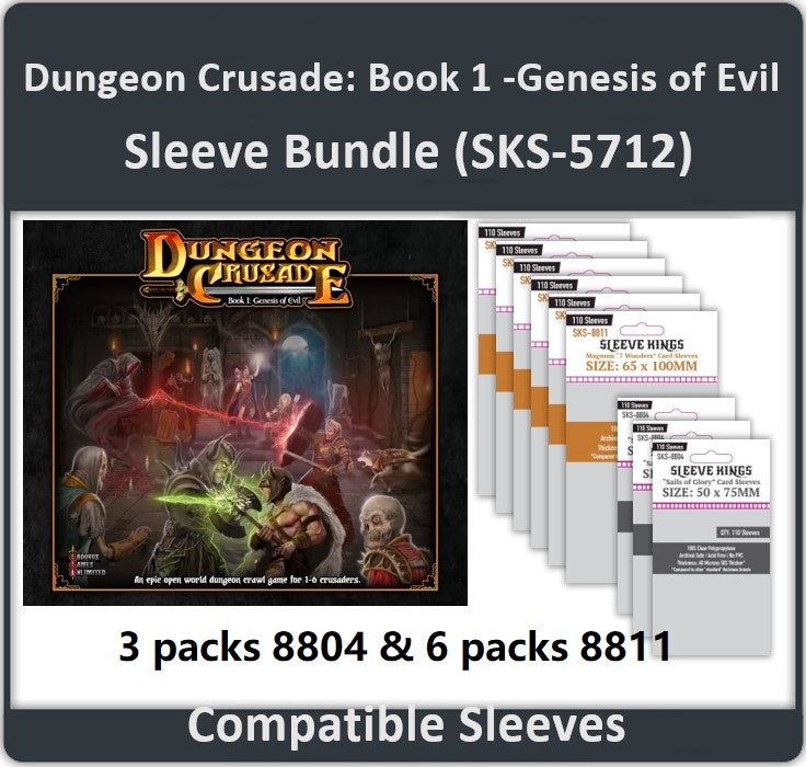 "Dungeon Crusade: Book 1- Genesis of Evil" Compatible Card Sleeve Bundle (8804 X 3, 8811 X 6)